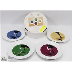 SET OF FOUR 8" RETRO COCKTAIL APPETIZER PLATES