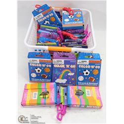 PLASTIC BASKET FULL OF COLOR 'N' GO CRAYON AND