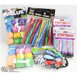 BOX OF KIDS FUN INCL SOFT SMILE BALLS, LASER