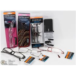 BAG W/8 NEW READING GLASSES +1.75,