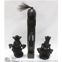 LOT OF DECOR INCL CARVED WOOD STATUETTE FROM