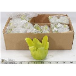 NEW 6PC GREEN MILK GLASS LILY VOTIVE HOLDERS