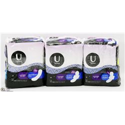 3 PACKS OF KOTEX OVERNIGHT SECURITY MAXI PADS