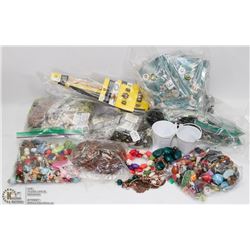 BOX OF ASSORTED JEWELRY, BEADS AND ETC