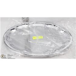 NEW OVAL TRAY 18" PLATED STEEL - LOT OF 4