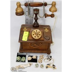 VINTAGE 1950'S WOODEN TELEPHONE
