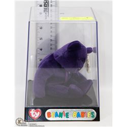 PURPLE COLLECTOR TY BEANIE BABY IN SHOWCASE