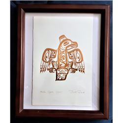 5) FRAMED UNDER GLASS HAIDA EAGLE