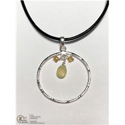 SILVER PRESOLITE & CITRINE PENDANT NECKLACE