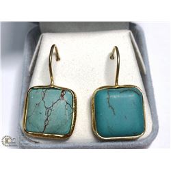 SILVER GOLD PLATED TURQUOISE EARRINGS (APP 5G)