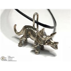 SILVER DINOSAUR PENDANT NECKLACE (APP 6G)