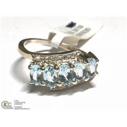SILVER BLUE TOPAZ AND CZ RING (APP 2.6G) SIZE 7