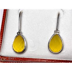 SILVER YELLOW AGATE EARRINGS (APP 8G)