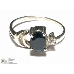 SILVER SAPPHIRE AND CZ RING (APP 2.63G) SIZE 8.5