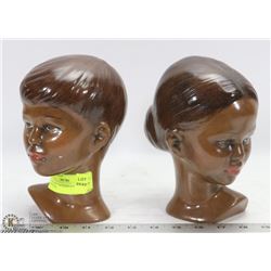 2 CERAMIC FACES/BUSTS  OF A BOY AND GIRL