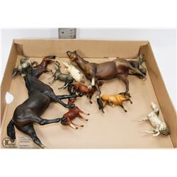 FLAT OF COLLECTIBLE BREYER HORSE FIGURINES
