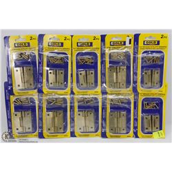 BUNDLE OF ASSORTED SIZE BRASS UTILITY HINGES