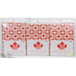 LOT OF 3 OBLONG FLANNEL BACK TABLECLOTHS