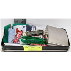 CHOPPERS TIN WITH MEN ITEMS  INC USA POCKET KNIFE