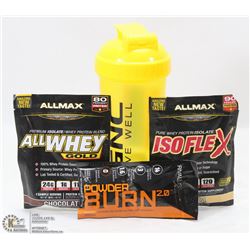 NEW SHAKER CUP/ W 2 ALLMAX PROTEIN SHAKES 1