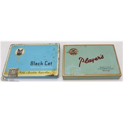BLACK CAT & PLAYERS TOBACCO TINS.