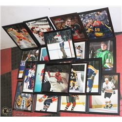 LOT OF 19 FRAMED HOCKEY PLAYER PICTURES INCL