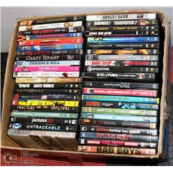 A BOX WITH ABOUT 90 DVDS