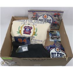 BOX OF OILERS COLLECTIBLES