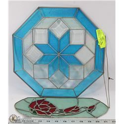 TWO PIECES OF DECORATIVE STAINED GLASS.