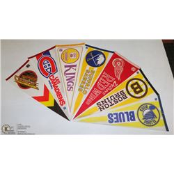 LOT OD 7 HOCKEY PENNANTS INCL BOSTON, MONTREAL,