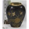 Image 1 : VINTAGE SOLID BRASS BLACK AND GOLD VASE