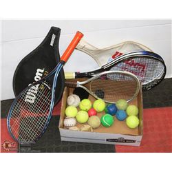 LOT OF 3 TENNIS RACKETS (WILSON, SPALDING, MAGNUM)