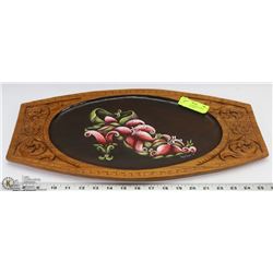 ARTISAN HAND PAINTED, HAND CARVED WOOD TRAY