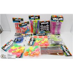 FLAT OF ASSORTED KIDS PARTY FAVORS ALL NEW IN