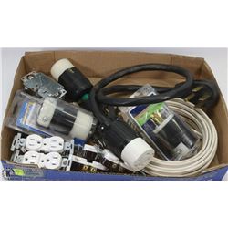 FLAT OF ELECTRICAL ITEMS INCLUDING 30A 125/250V