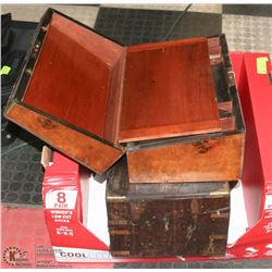 PAIR OF 1800S PORTABLE WRITING DESKS FOR REPAIR.