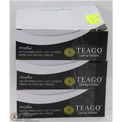 3 NEW LED FLAT PANEL LIGHTS 6 3/4 X 1/2" BY TEAGO