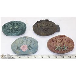 LOT OF 4 NEW HIDE-A-KEY ROCKS W/ WORDS ON THEM