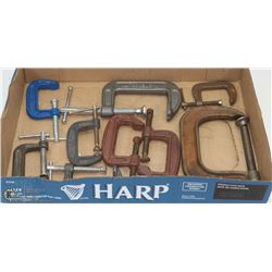 FLAT OF VARIOUS SIZE C-CLAMPS