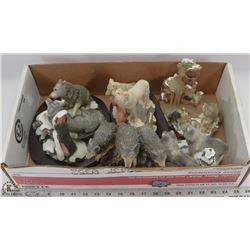 LOT OF 5 WOLF ORNAMENTS