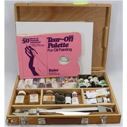 VINTAGE " THE ANGLEBURY" PAINTING BOX FILLED W/