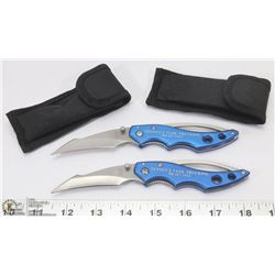 LOT OF 2 BLUE HANDLE LOCK BLADE KNIVES