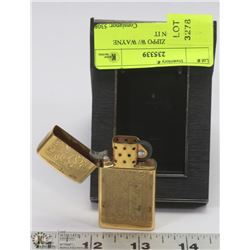 GOLD TONED ZIPPO W/ WAYNE ENGRAVED ON IT