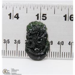 #105-BLACK OBSIDIAN JADE PENDANT CHINESE ZODIAC