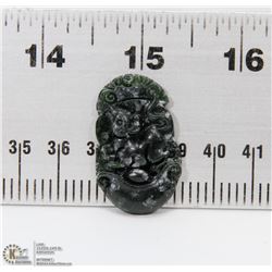 #102-BLACK OBSIDIAN JADE PENDANT CHINESE ZODIAC