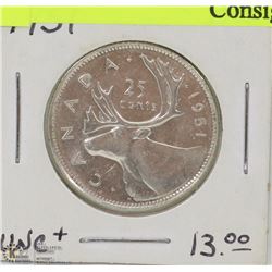 43) 1951 UHC 25 SILVER QUARTER