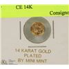 Image 1 : 10) COLLECTORS MINIATURE $20.00 GOLD PIECE 14K