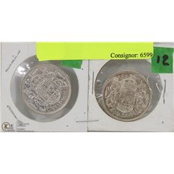 1957 AND 1958 FIFTY CENT PIECES.