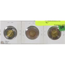 27) SET OF 3 COMMEMORATIVE TWOONIES "PL"