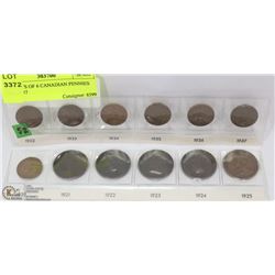 2 SHEETS OF 6 CANADIAN PENNIES 1920-1937